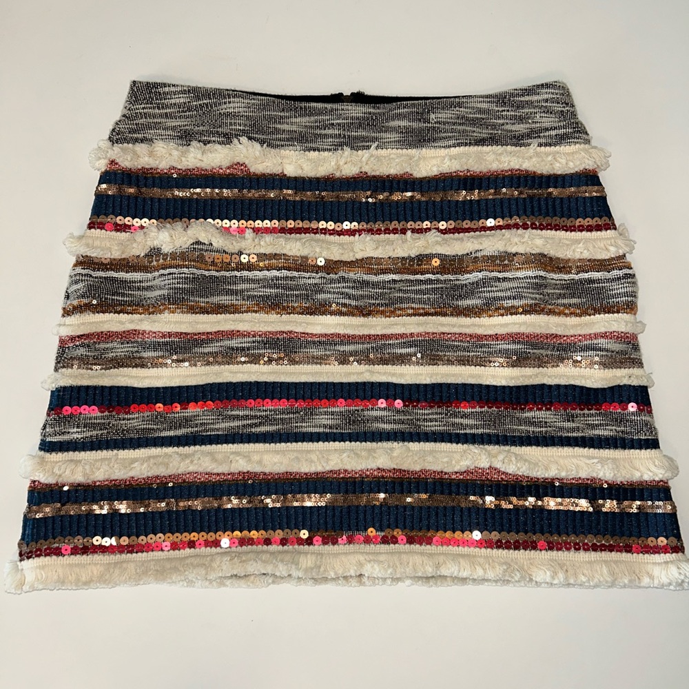Anthropologie Moulinette Soeurs Erine fringe sequin mini skirt size Medium‎